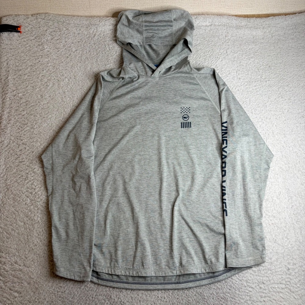 Vineyard Vines Performance Hoodie Mens Large Gray Long Sleeve Sun Shirt 1V017851